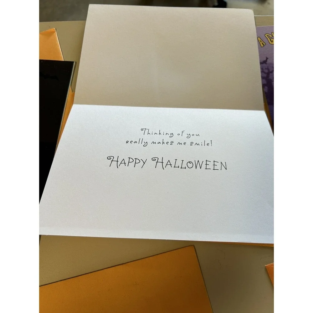 Vtg Halloween Greeting Card Lot 5 New Envelopes Hallmark Punch Out Glasses Glow